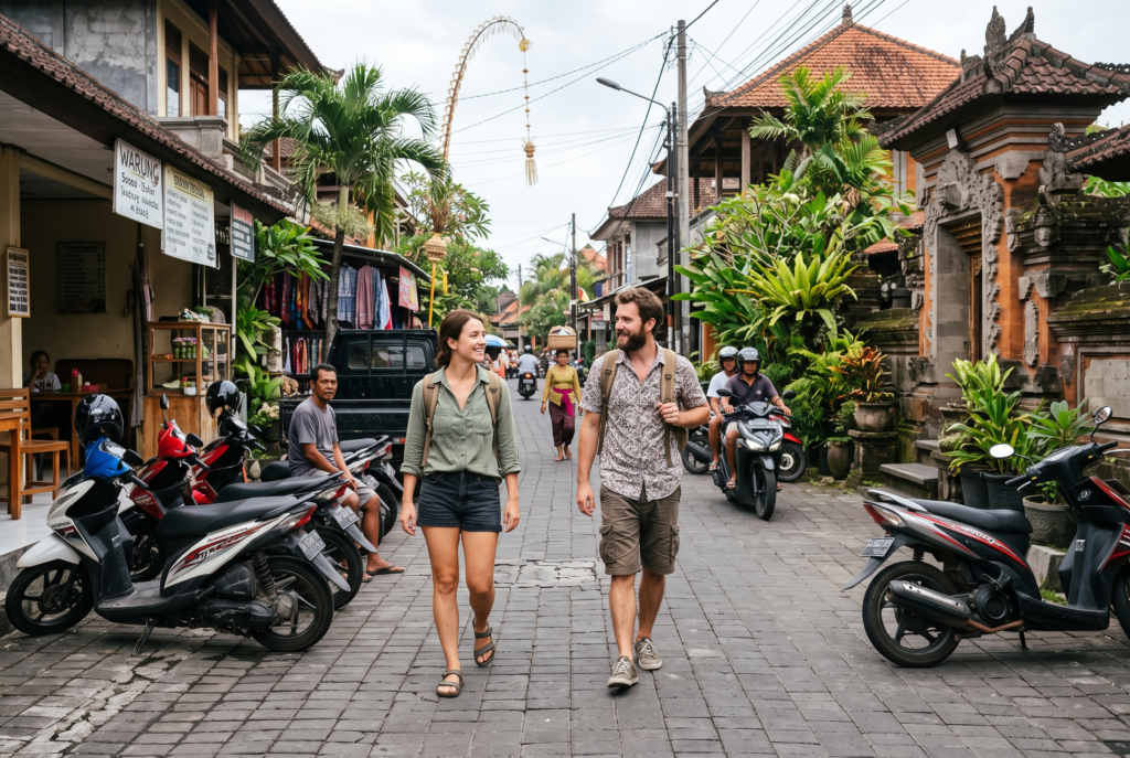 Travelers getting around Bali on a budget