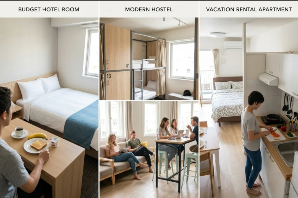 Budget hotel hostel and vacation rental comparison