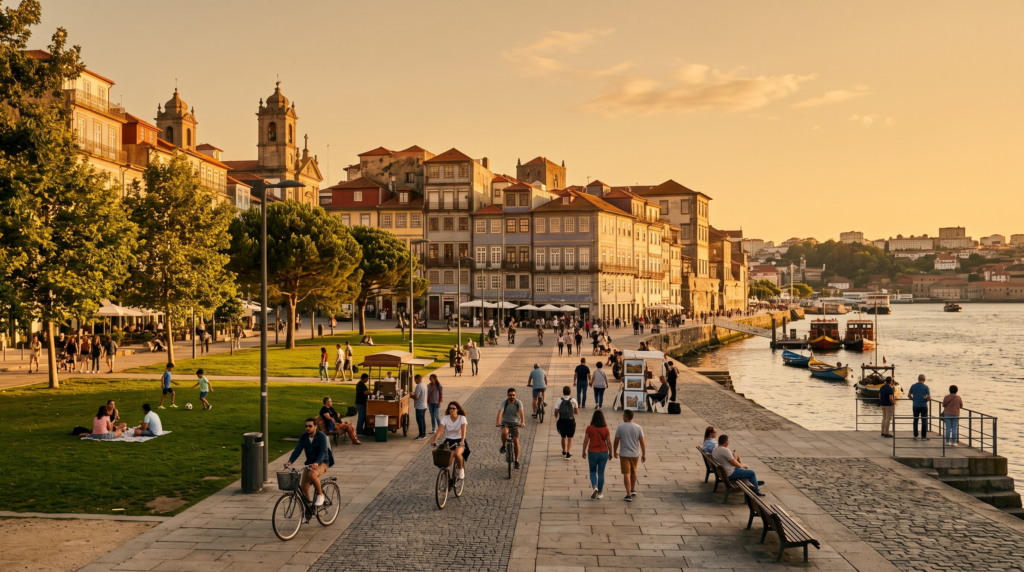 Travelers enjoying free and low-cost activities