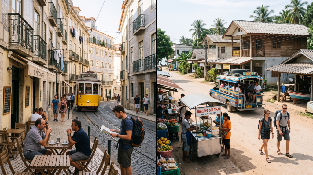 Two affordable travel destinations compared side by side
