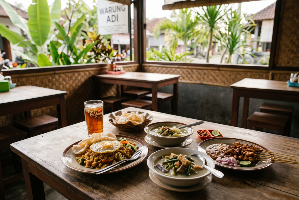 Affordable local food at a Bali warung