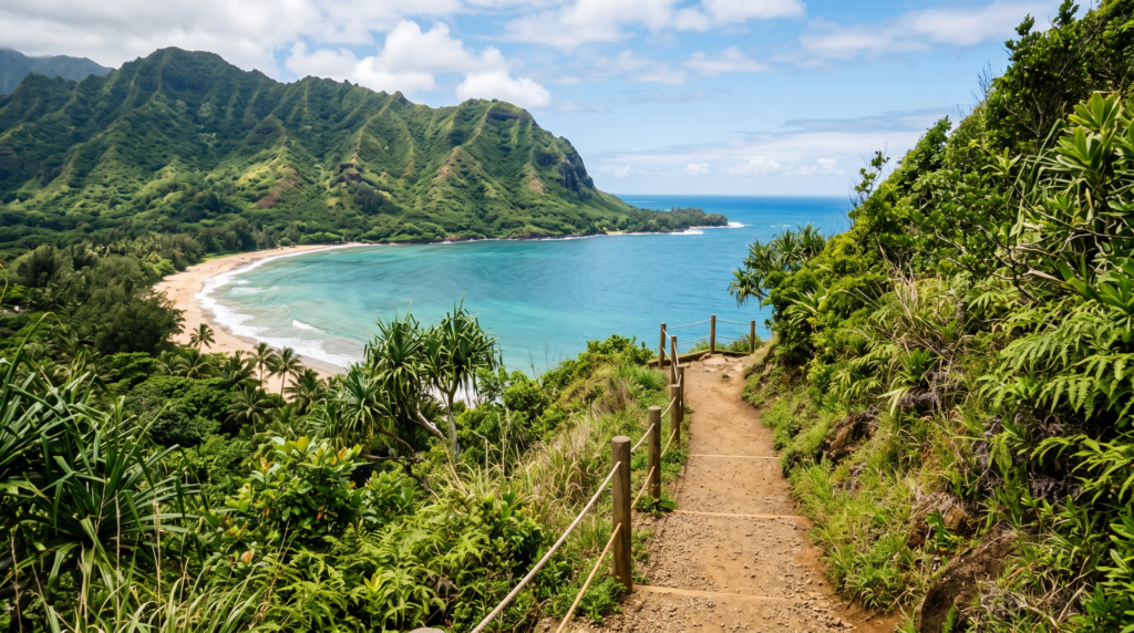 Coastal hiking trail overlooking the Pacific Ocean