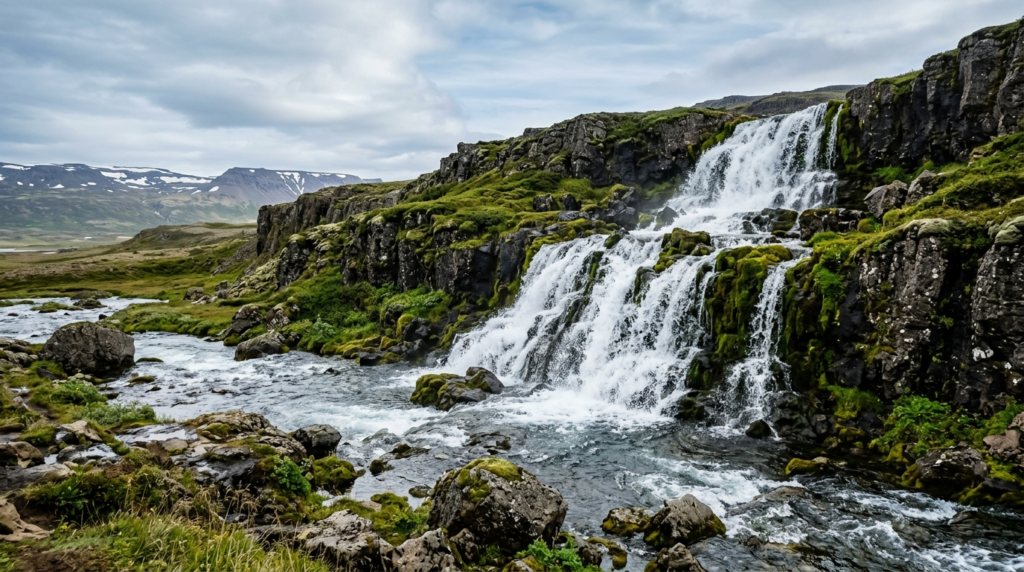 Iceland waterfall and landscape on a budget trip