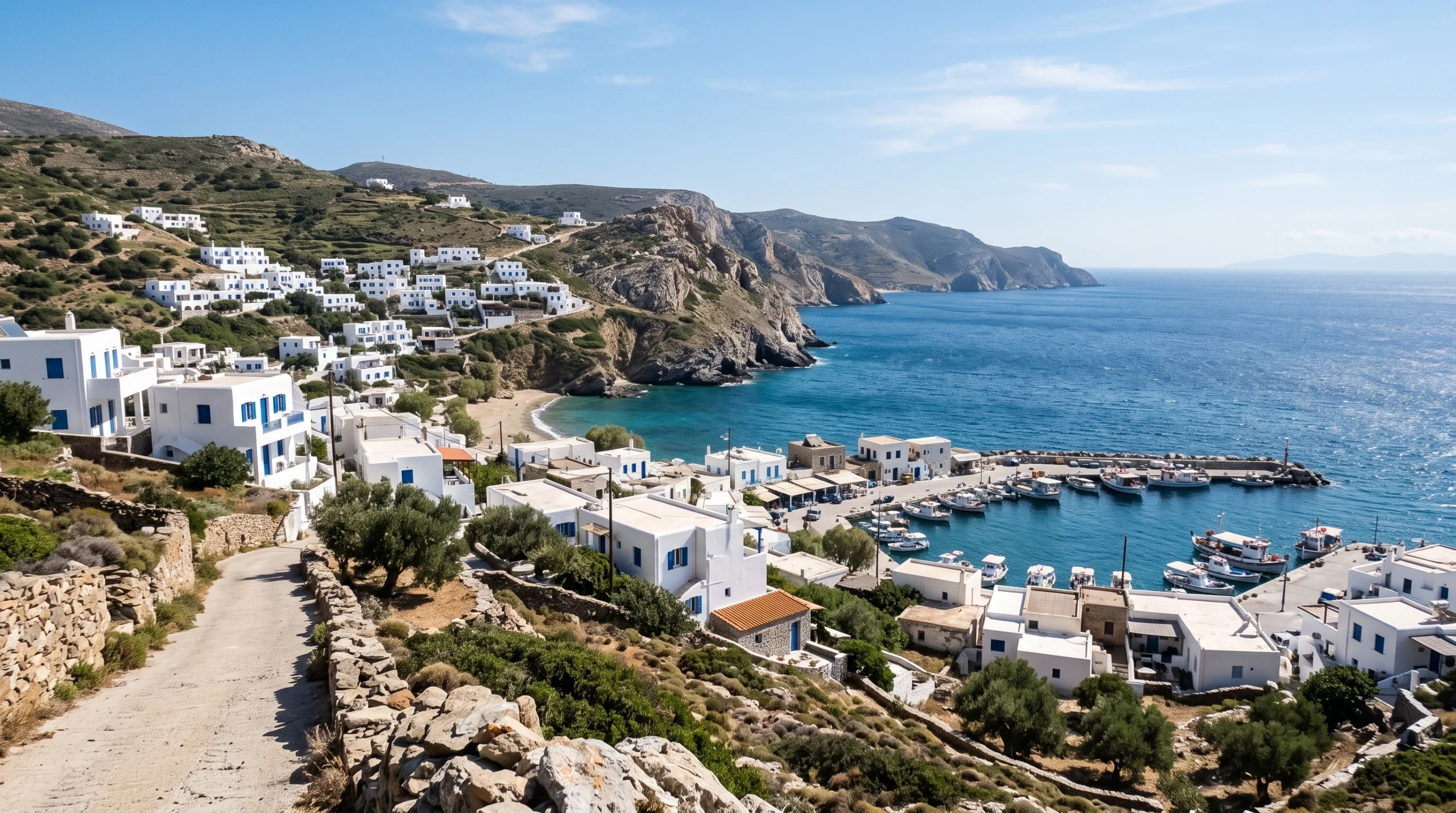 Greek island coastline for a Greece trip cost guide