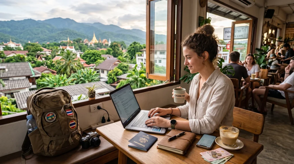 Digital nomad working while traveling in affordable countries