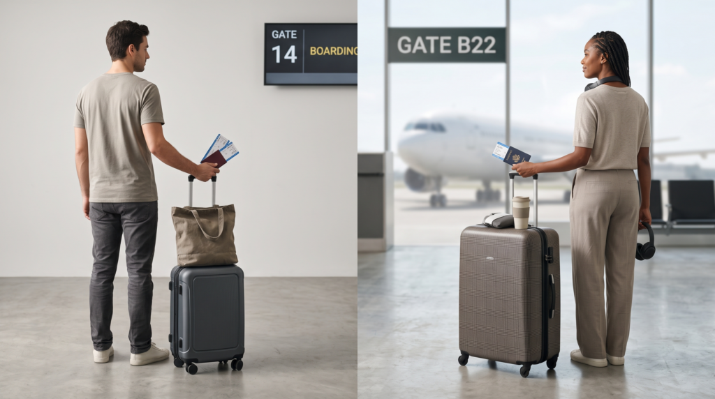 Two different airline travel setups compared by value