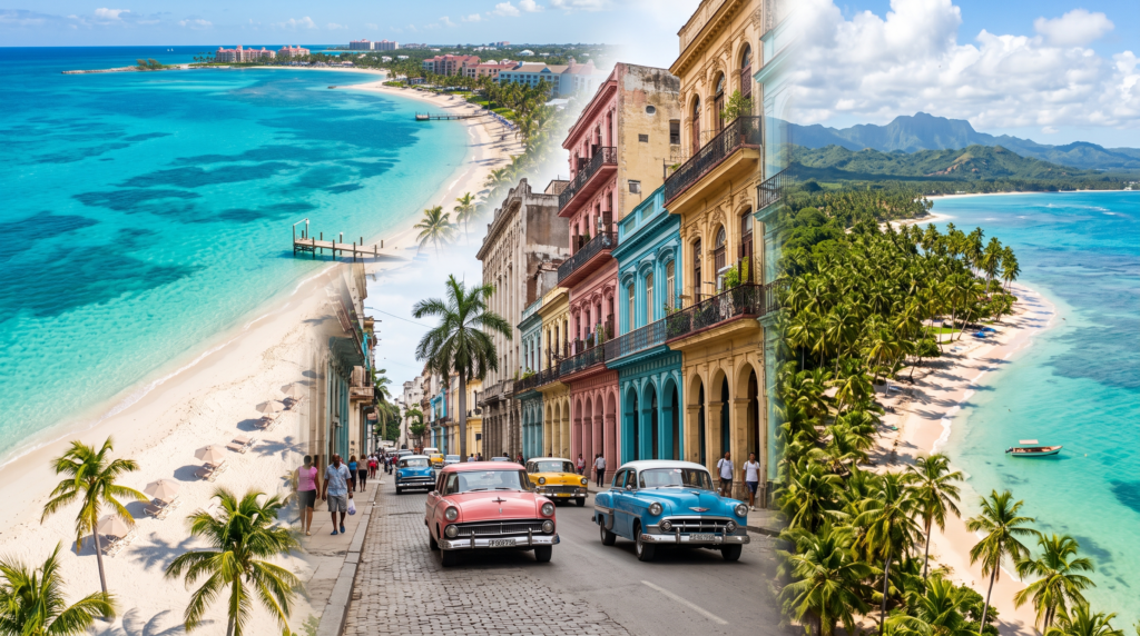 Tropical Caribbean beaches and historic destinations