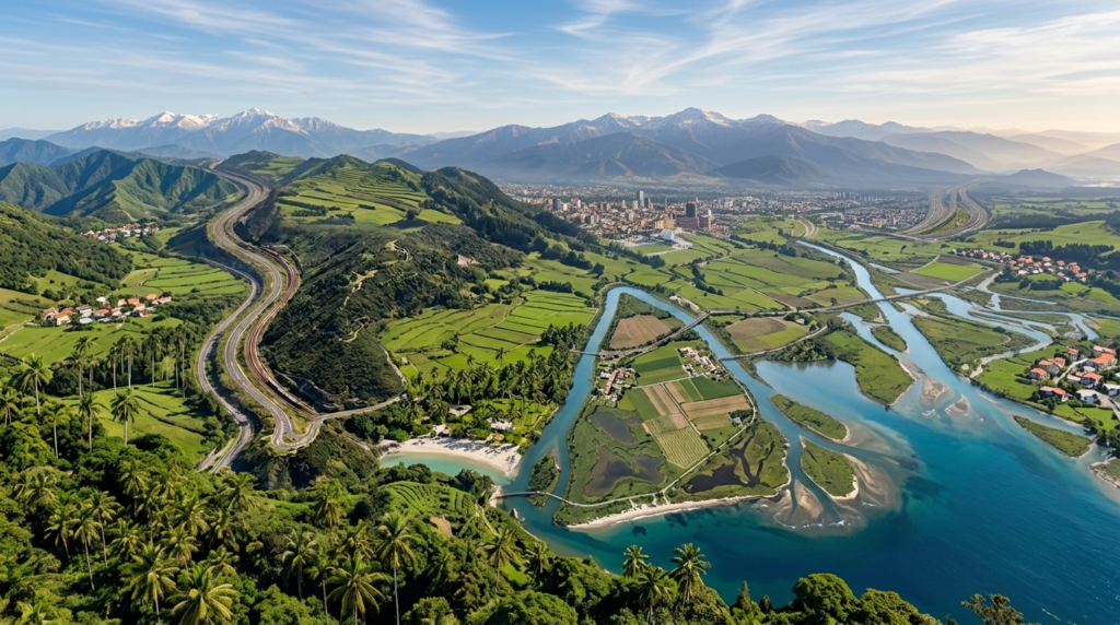 Dominican Republic tropical landscape with green mountains