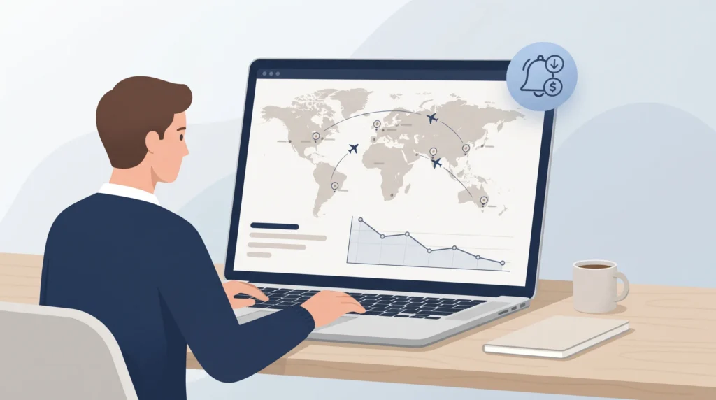 Flight price tracking and flexible destination search
