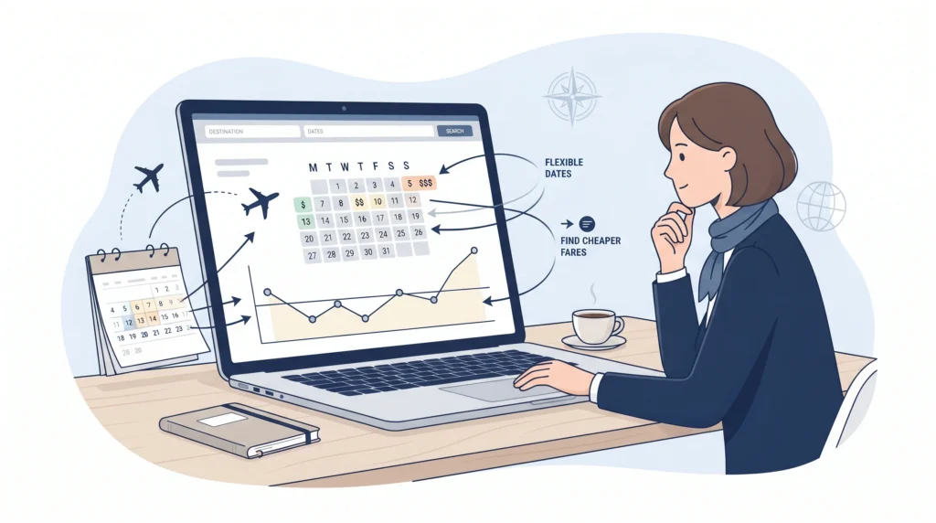 Comparing flexible dates and flight prices