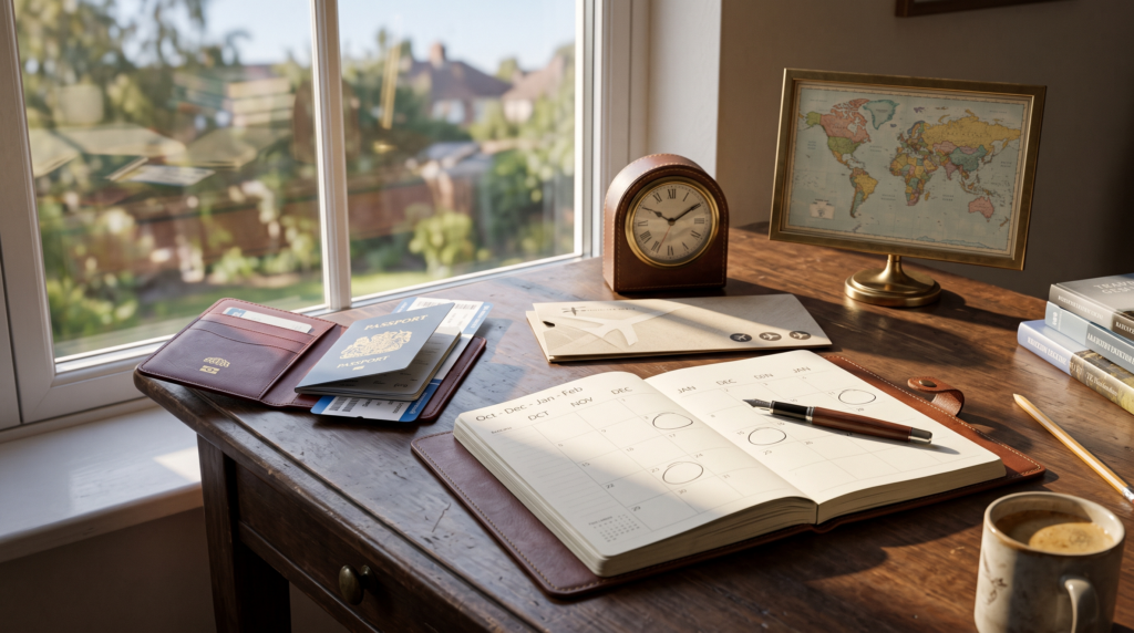 Calendar for planning an international flight