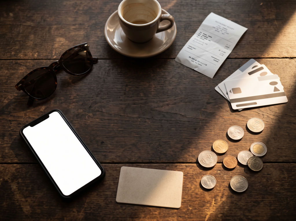 Travel budget planning with coins and expenses