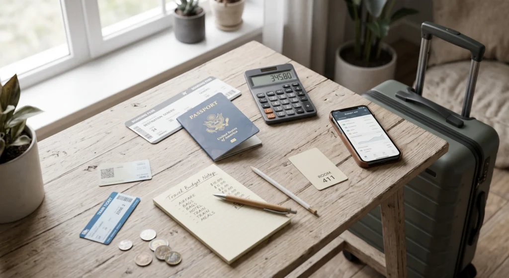 Travel planning items used to calculate the total trip cost