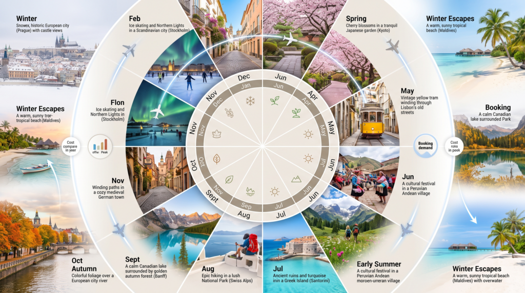 monthly travel destinations throughout the year