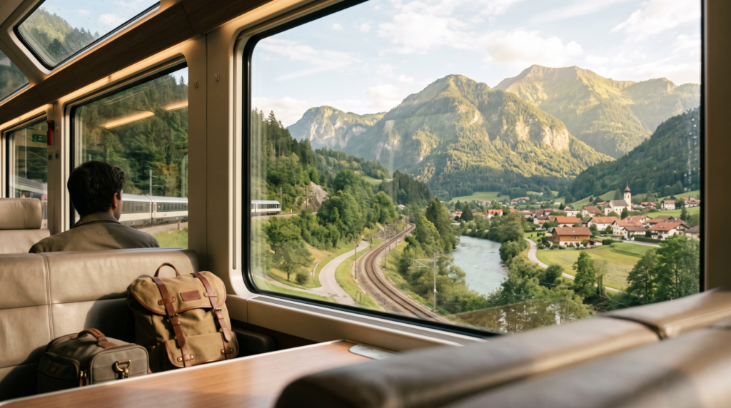 Scenic travel route through the mountains