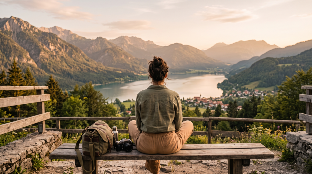 Traveler enjoying a scenic travel experience