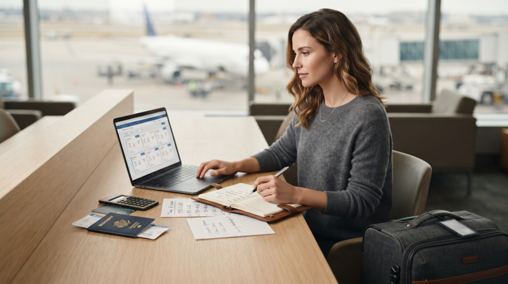 Traveler comparing TSA PreCheck cost with yearly flight frequency