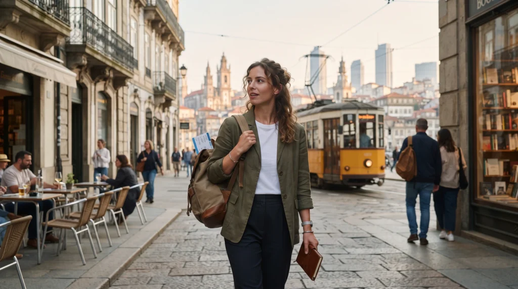 Traveler exploring an extra destination during an airline stopover