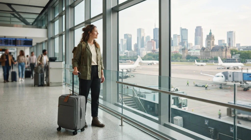 Traveler using a free airline stopover program during an international trip